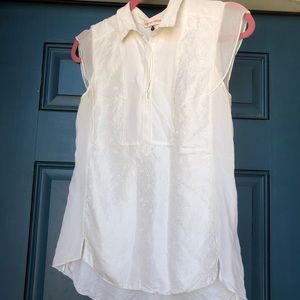 Rebecca Taylor White Sleeveless Blouse